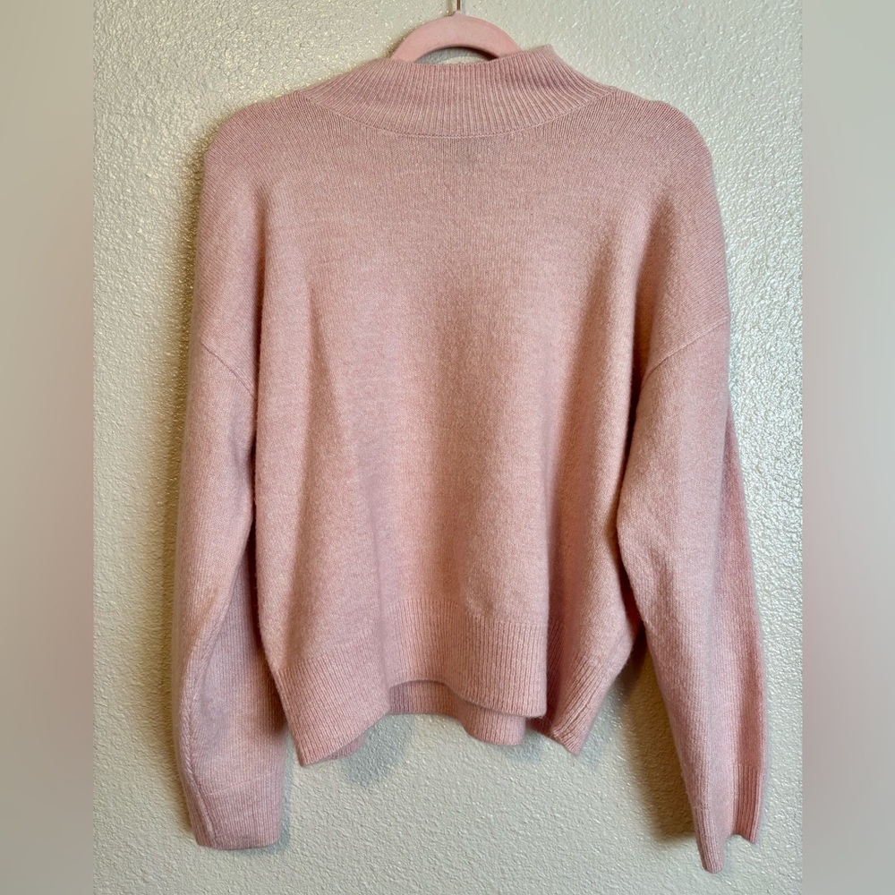 BCBG Pink Mock Neck Drop Sleeve Sweater Size M